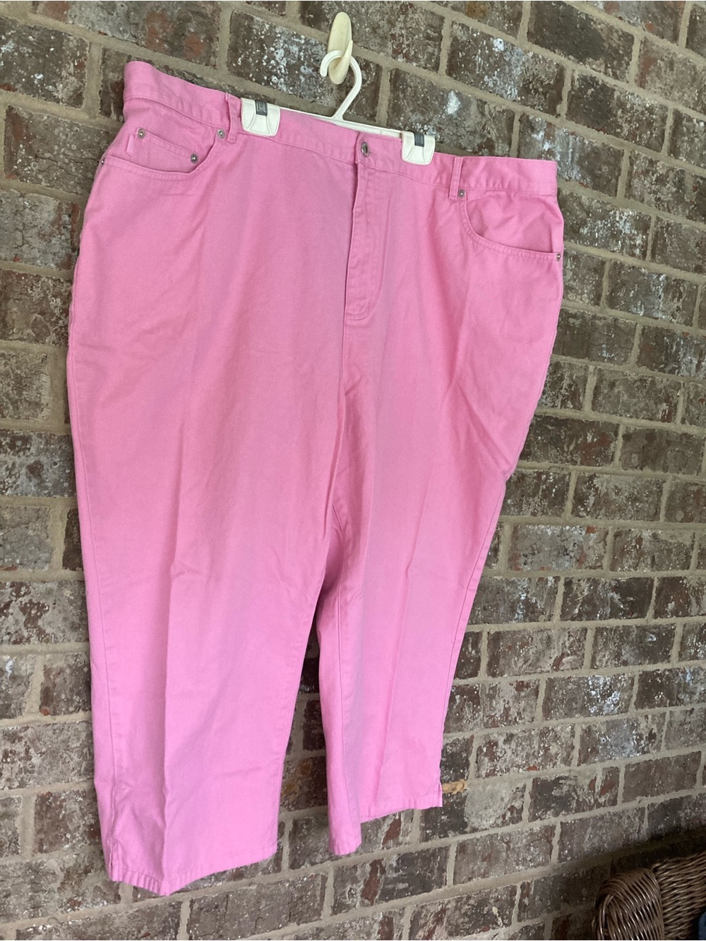Lauren Ralph Lauren Pink Cropped Jeans Womens 22W Hot Pink Cotton Capri Pants - Picture 2 of 11